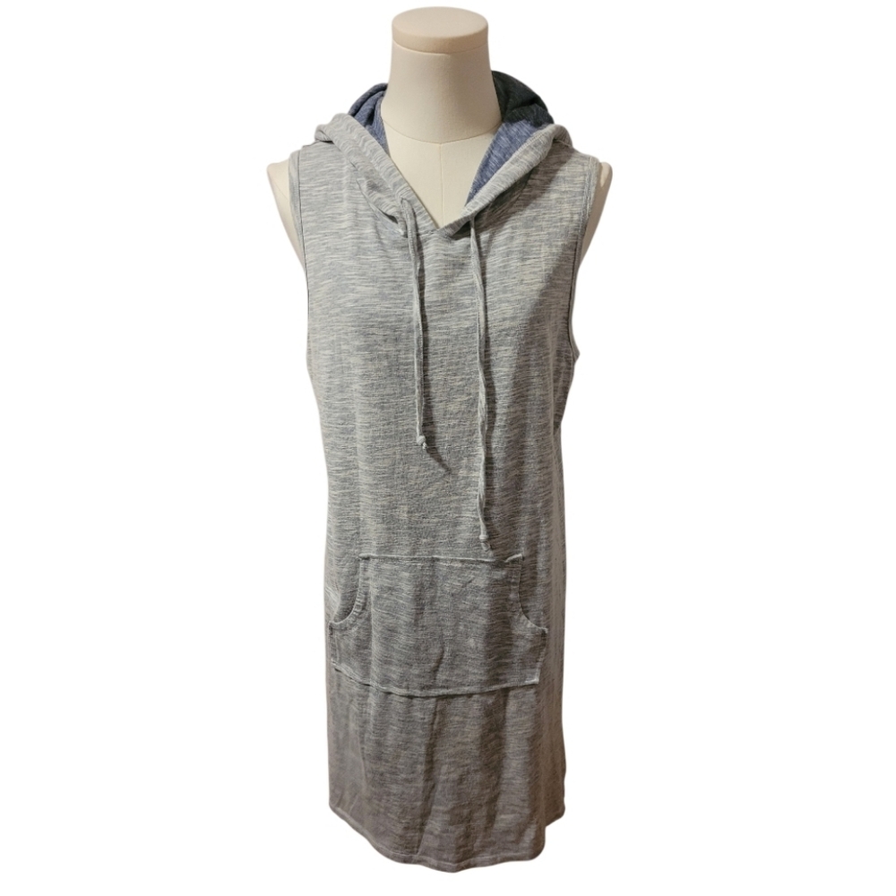 Another Love Anthropologie Sleeveless Gray Drawstring Hoodie Dress Size Large